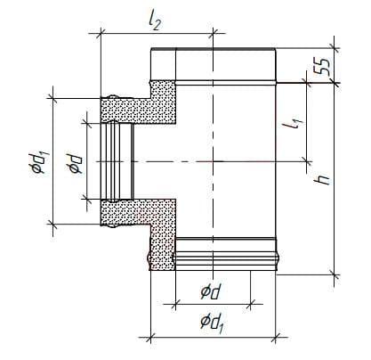 Сэндвич тройник 90* 430/430 с керамоволокном